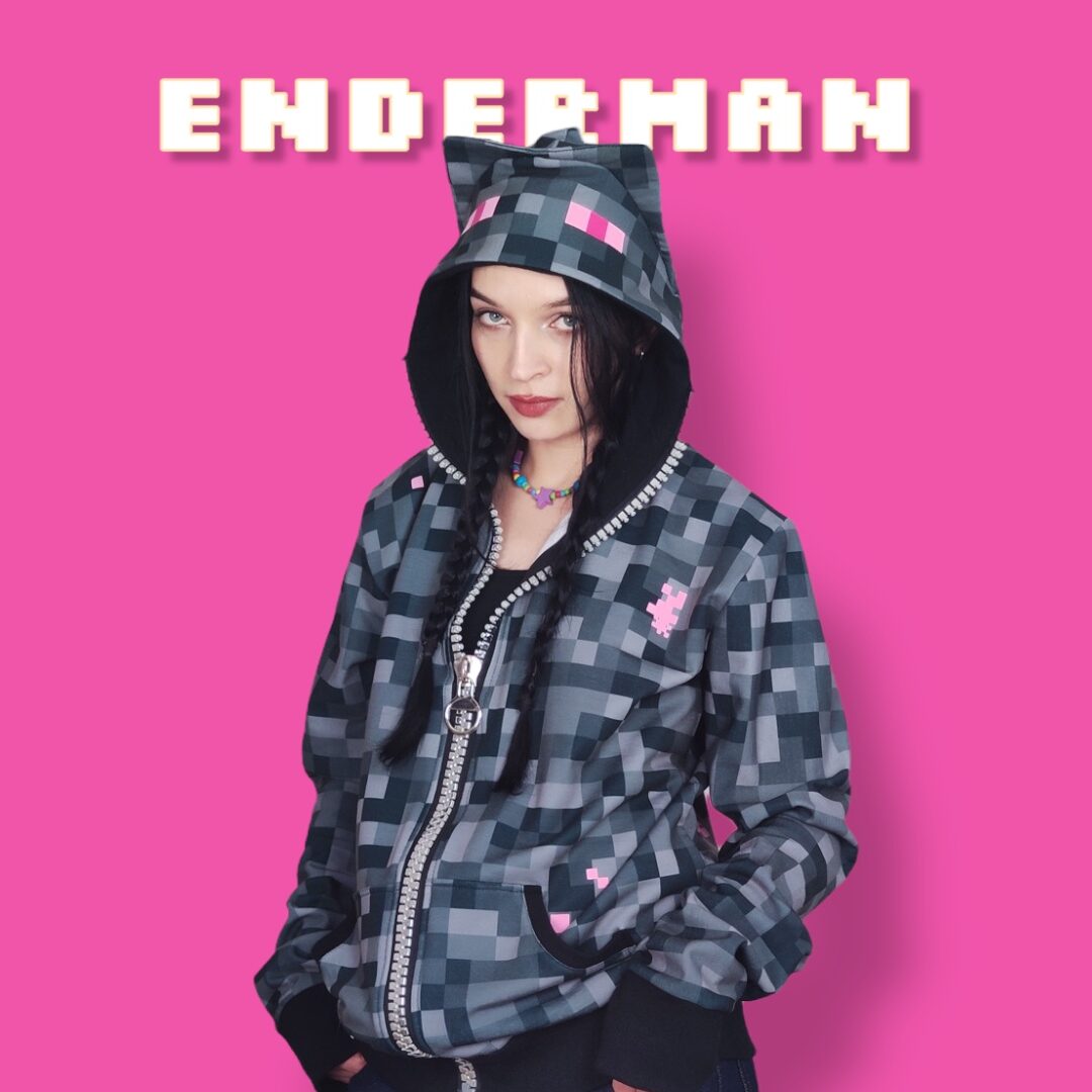 ENDERMAN - Bluza unisex w szare pixele